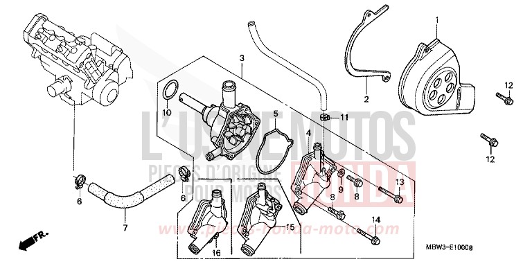 POMPE A EAU de CBR600F NOIR (NH1) de 2001