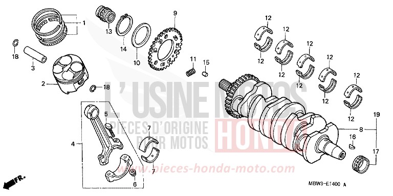VILEBREQUIN/PISTON de CBR600F NOIR (NH1) de 2001