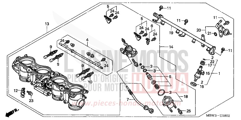 CORPS DE PAPILLON de CBR600F NOIR (NH1) de 2001