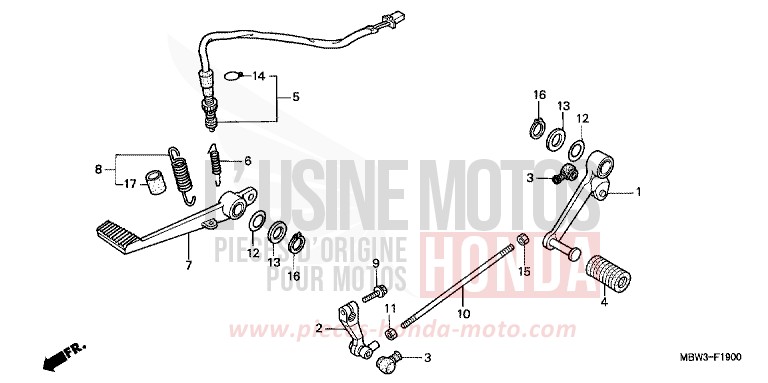 PEDALE DE FREIN/PEDALE DE CHANGEMENT de CBR600F NOIR (NH1) de 2001