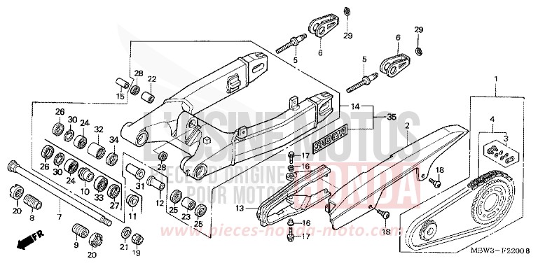 BRAS OSCILLANT de CBR600F NOIR (NH1) de 2001