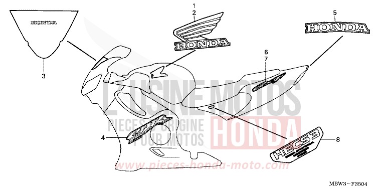 RAYURE (5) de CBR600F PEARL FLASH YELLOW (Y163) de 2001