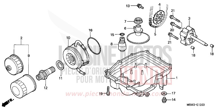 CARTER D'HUILE/POMPE A HUILE de CBR600F SPARKLING RED (R127) de 2001