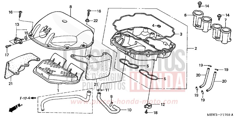 FILTRE A AIR (2) de CBR600F SPARKLING RED (R127) de 2001