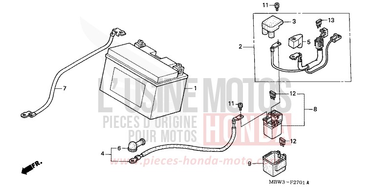 BATTERIE (2) de CBR600F SPARKLING RED (R127) de 2001