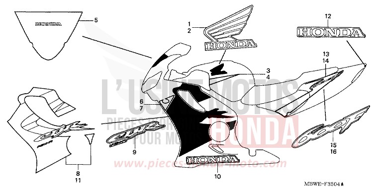 RAYURE (CBR600F4) de CBR600F NOIR (NH1) de 2004