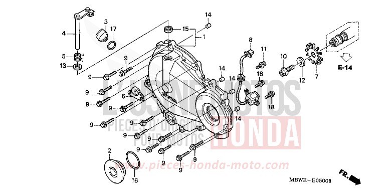 PANNEAU CARTER-MOTEUR D. de CBR600F ITALIAN RED (R157) de 2004