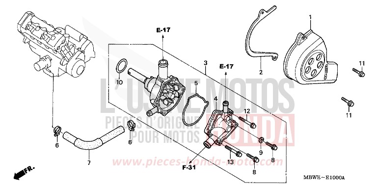 POMPE A EAU de CBR600F ITALIAN RED (R157) de 2004