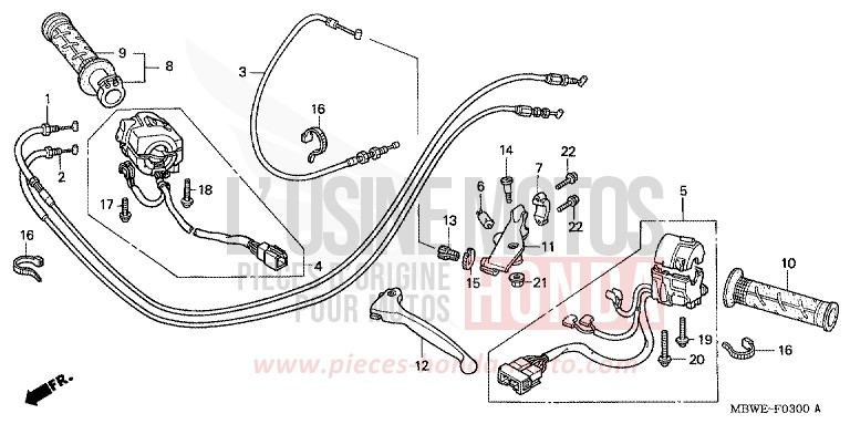 LEVIER DE GUIDON/COMMUTATEUR/CABLE de CBR600F ITALIAN RED (R157) de 2004