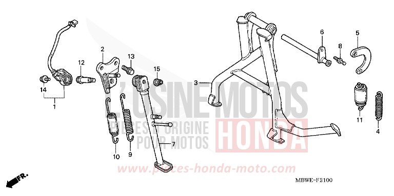 BEQUILLE de CBR600F ITALIAN RED (R157) de 2004