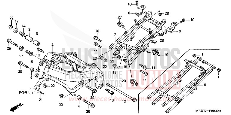 CARROSSERIE DE CHASSIS de CBR600F ITALIAN RED (R157) de 2004