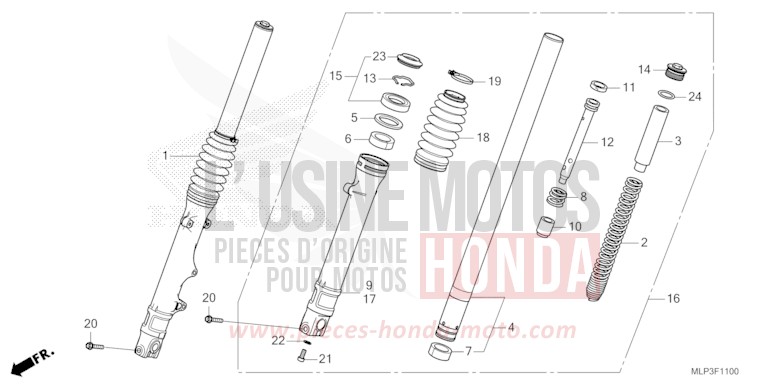 FOURCHETTE AVANT de CL500 MAT GUNPOWDER BLACK METALLIC (NH436) de 2025