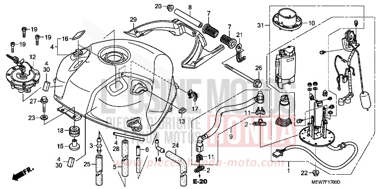 RESERVOIR A CARBURANT de Deauville SHASTA WHITE (NH138) de 2010