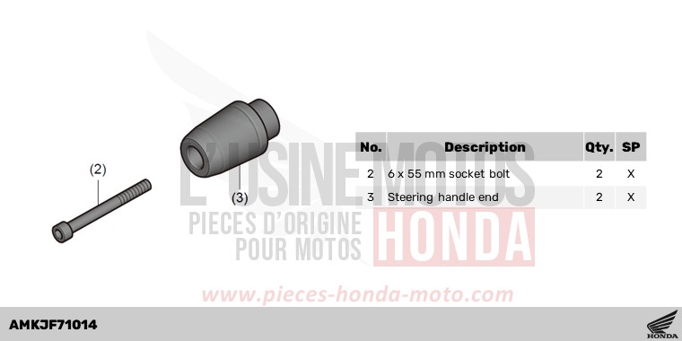 KIT,GRIP END de CB1000R BORDEAUX RED METALLIC (R337) 2023