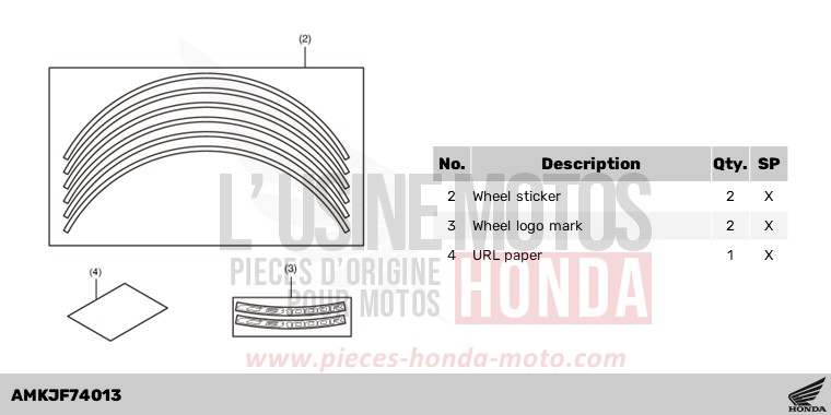 KIT,WHEEL STRIPE *NHA30M* de CB1000R BORDEAUX RED METALLIC (R337) 2023