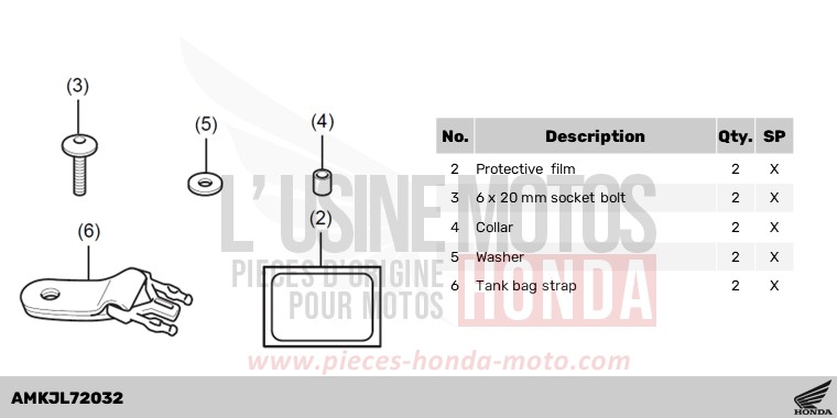 KIT,TANK BAG ATT de CB1000R BORDEAUX RED METALLIC (R337) 2023