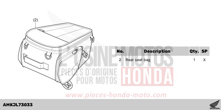KIT,RR SEAT BAG de CB1000R BORDEAUX RED METALLIC (R337) 2023