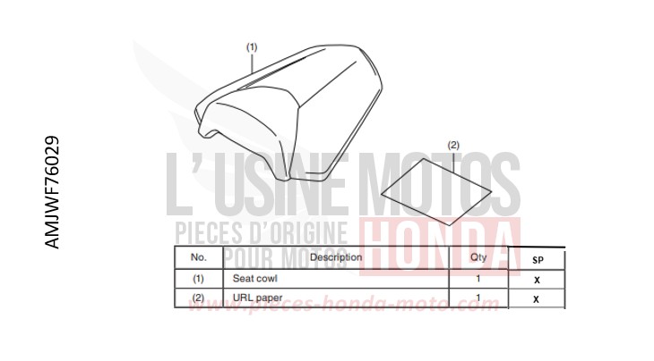KIT,SEAT COWL *NHB01* de CB500F GRAND PRIX RED (R380) 2022