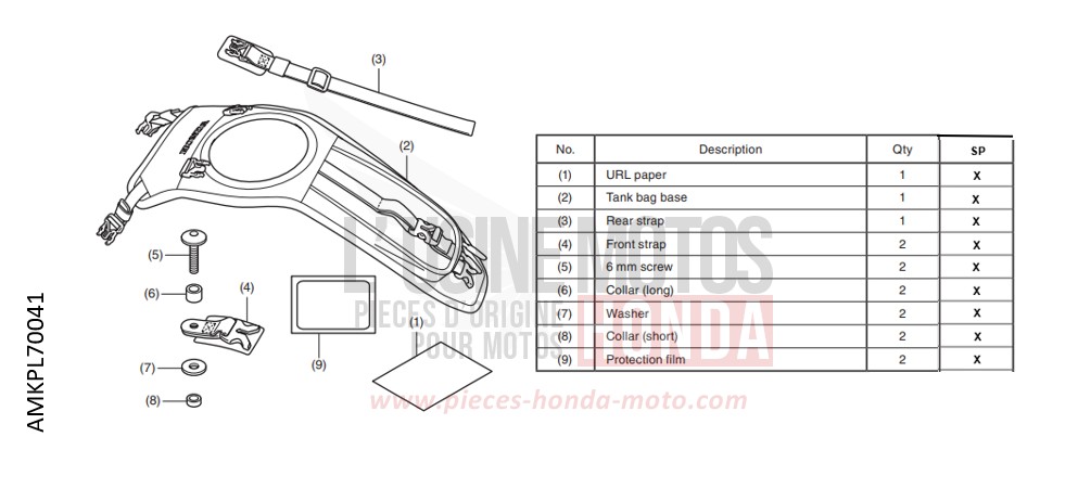 KIT,TANK BAG ATT de CB500F GRAND PRIX RED (R380) 2022
