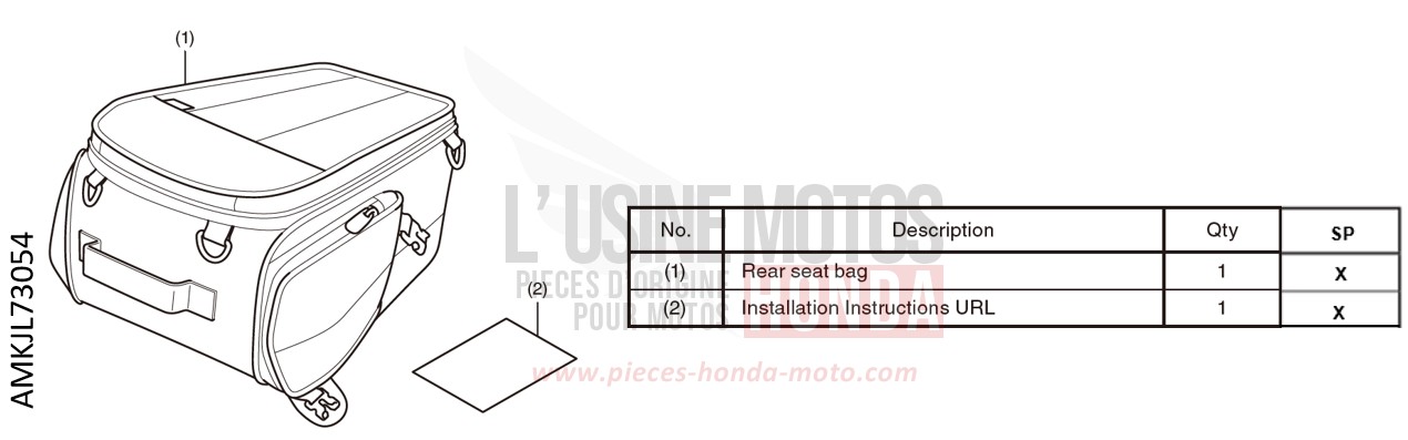 KIT,RR SEAT BAG de CB500F MAT AXIS GRAY METALLIC (NH303) 2022