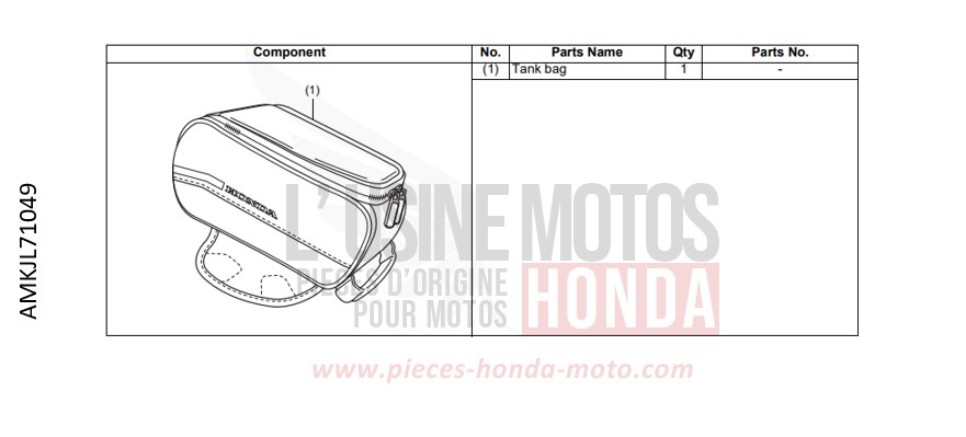 KIT,TANK BAG de CB500F PEARL DUSK YELLOW (Y238) 2022