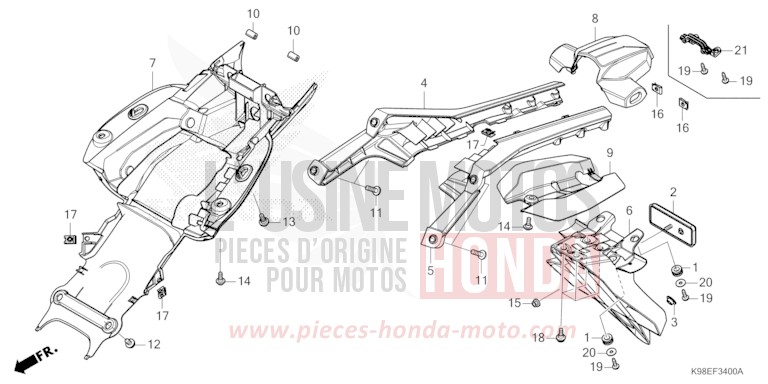GARDE-BOUE ARRIERE de CB125R MAT LUCENT SILVER METALLIC (NHC09) 2026