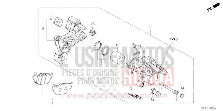 ETRIER DE FREIN ARRIERE de CB125R MAT PEARL DIASPRO RED (R414) 2026