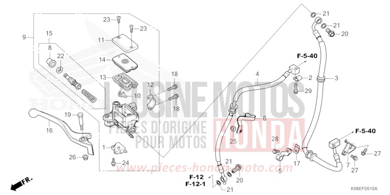 MAITRE-CYLINDRE DE FREIN AVANT CYLINDRE de CB125R MAT ROCK GRAY (NHC70) 2026