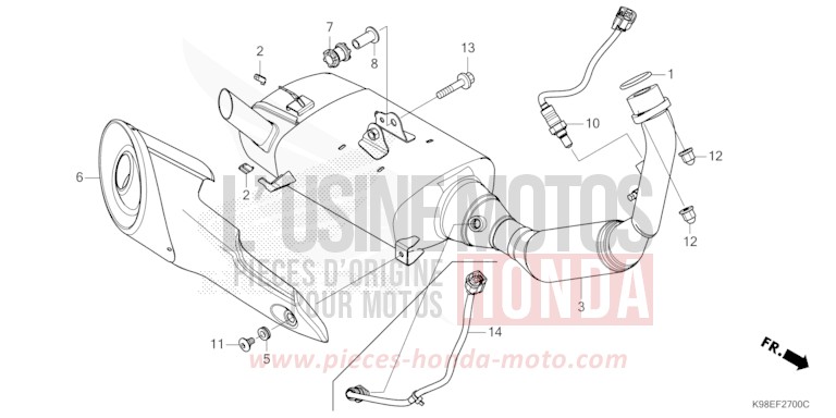 SILENCIEUX D'ECHAPPEMENT de CB125R MAT ROCK GRAY (NHC70) 2026