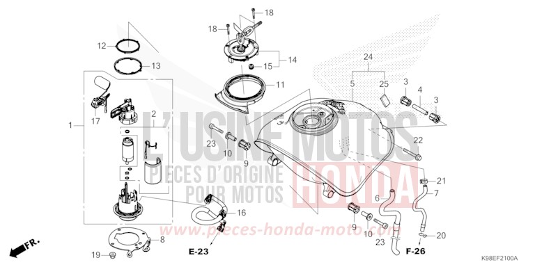 RESERVOIR A CARBURANT de CB125R ZEFIRO BLUE METALLIC (BG136) 2026