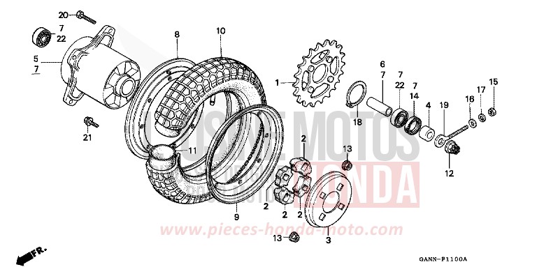 ROUE ARRIERE de DAX CANDY RUBY RED (R4) de 1992