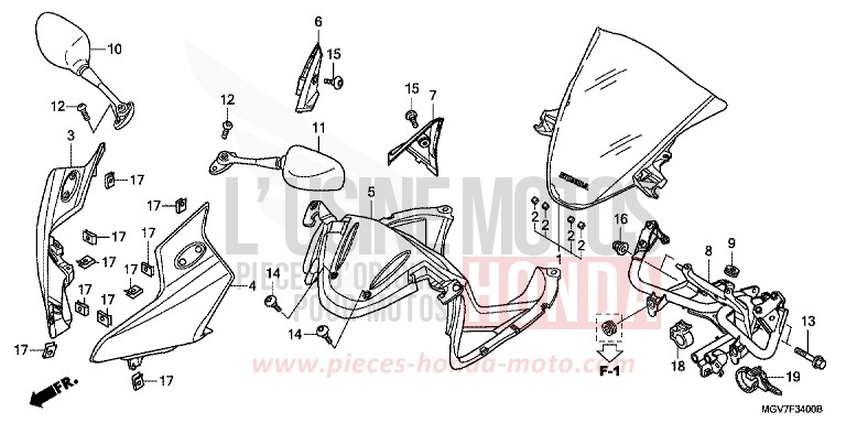 PANNEAU SUPERIEUR de CBR600F PEARL COOL WHITE (NHA16K) 2012