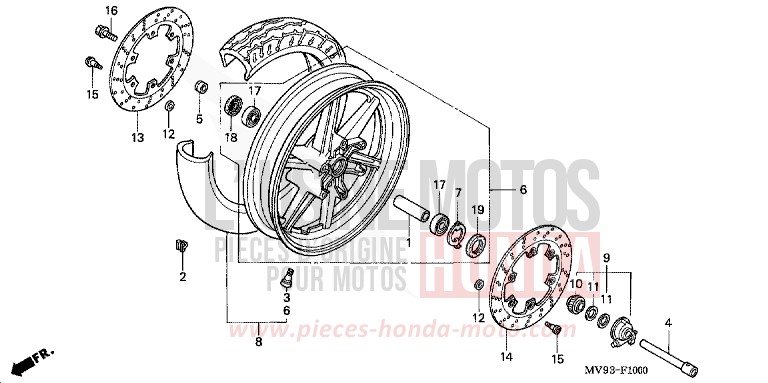 ROUE AVANT de CBR600F BLACK (NH1E) 1992
