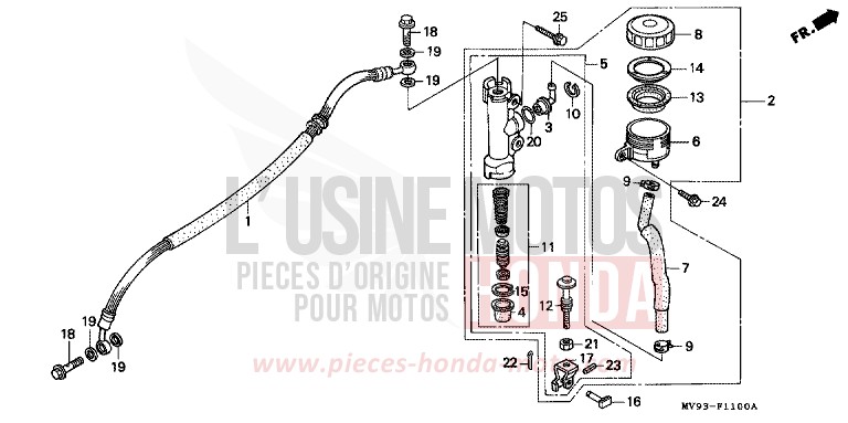 MAITRE-CYLINDRE FREIN AR. CYLINDRE de CBR600F BLACK (NH1E) 1992