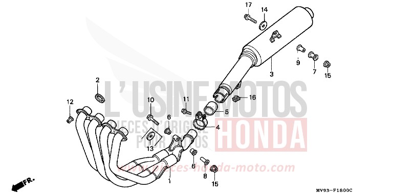SILENCIEUX D'ECHAPPEMENT de CBR600F BLACK (NH1E) 1992