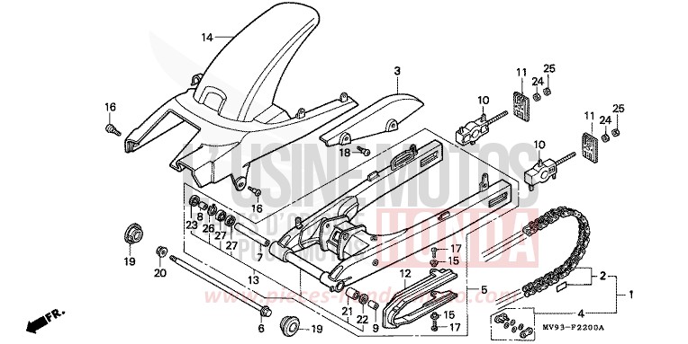 BRAS OSCILLANT de CBR600F BLACK (NH1E) 1992