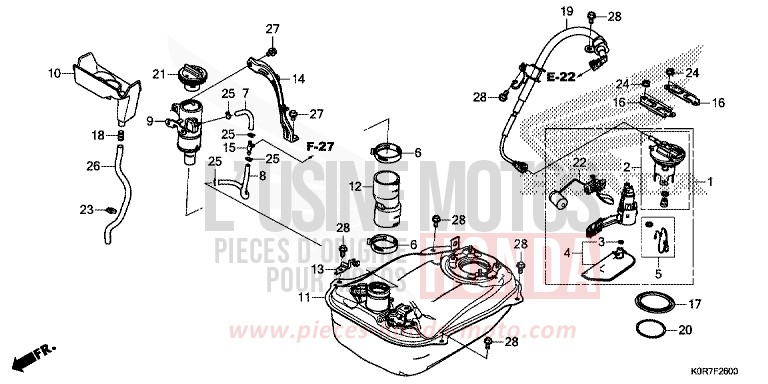 RESERVOIR A CARBURANT de SH125 MAT ROCK GRAY (NHC70) 2022