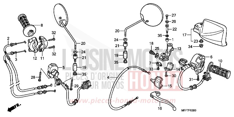 LEVIER DE GUIDON/COMMUTATEUR/CABLE de Transalp CARNELIAN RED METALLIC (R296) 2009