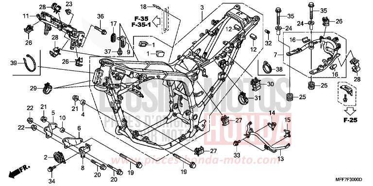 CARROSSERIE DE CHASSIS de Transalp PEARL CONCOURS BLACK (NHA65) 2010