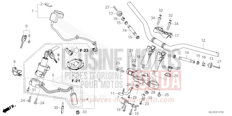 TUYAU DE GUIDON/PONT SUPERIEUR de NX500 MAT GUNPOWDER BLACK METALLIC (NH436) 2026