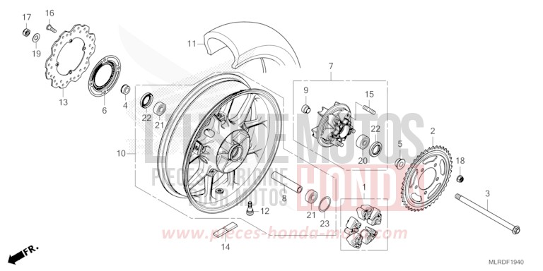 ROUE ARRIERE de NX500 GRAPHITE BLACK (NHB01) 2026