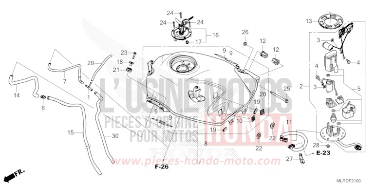 RESERVOIR A CARBURANT/POMPE A CARBURANT de NX500 MAT GUNPOWDER BLACK METALLIC (NH436) 2026
