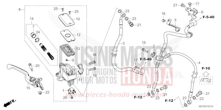 MAITRE-CYLINDRE DE FREIN AVANT CYLINDRE de NX500 PEARL HORIZON WHITE (NHB61) 2026