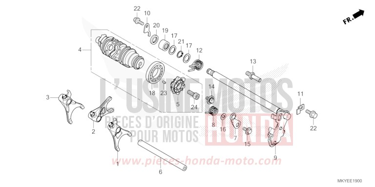 BARILLET DE SELECTION de CB650R CANDY CHROMOSPHERE RED (R381) 2024