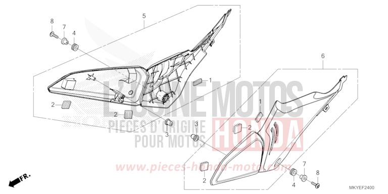 COUVERCLE LATERAL de CB650R CANDY CHROMOSPHERE RED (R381) 2024