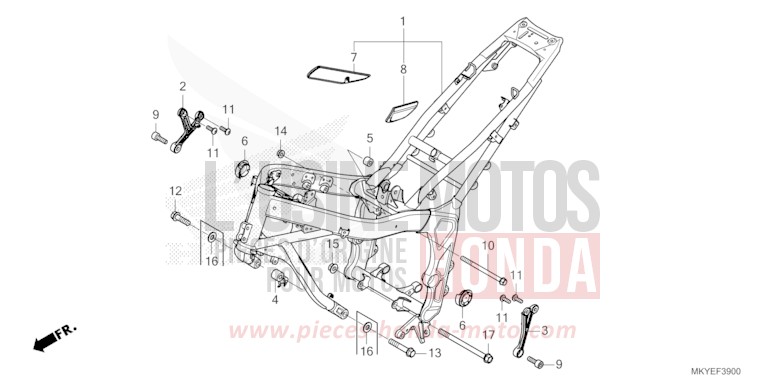 CARROSSERIE DE CHASSIS de CB650R CANDY CHROMOSPHERE RED (R381) 2024