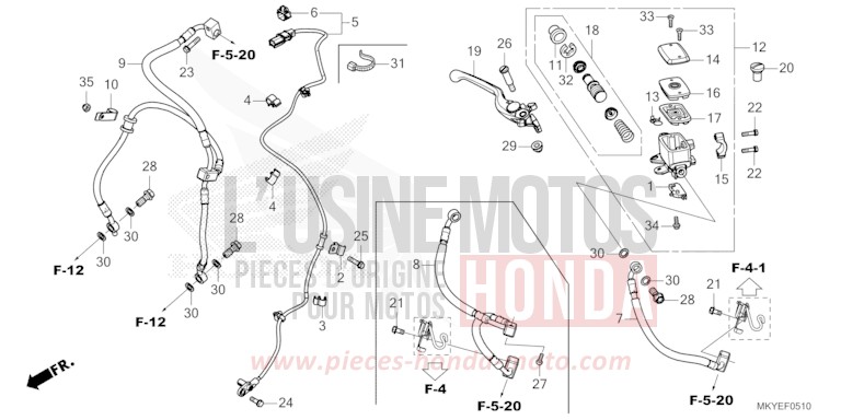 MAITRE-CYLINDRE DE FREIN AVANT CYLINDRE de CB650R MAT GUNPOWDER BLACK METALLIC (NH436) 2024