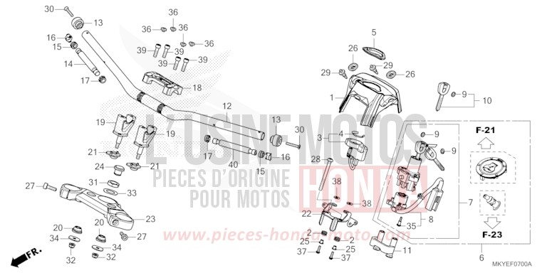 TUYAU DE GUIDON/PONT SUPERIEUR (CB650RA/CB650RAC) de CB650R MAT GUNPOWDER BLACK METALLIC (NH436) 2024