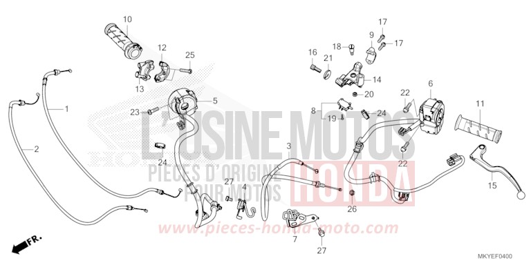 LEVIER DE GUIDON/COMMUTATEUR/CABLE (CB650RA/CB650RAC) de CB650R MAT GUNPOWDER BLACK METALLIC (NH436) 2024