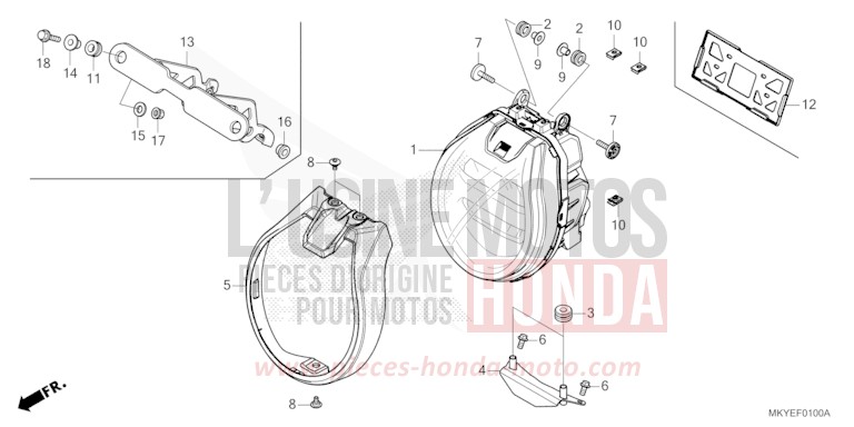 PROJECTEUR (CB650RA/CB650RAC) de CB650R MAT LAUREL GREEN METALLIC (G207) 2024